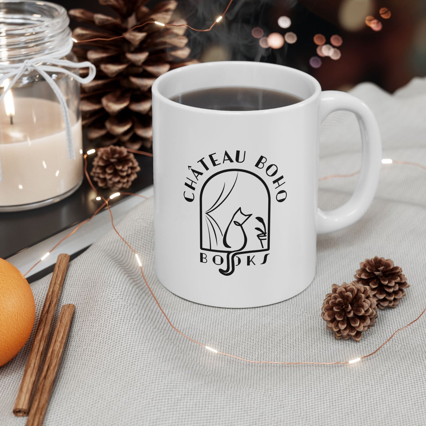 Château Boho Books Ceramic Mug, (11oz, 15oz)